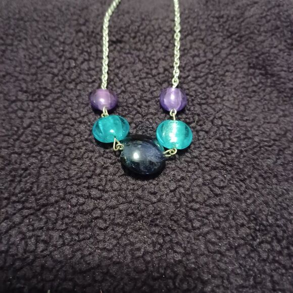 Purple and Blue Necklace, 18" - Picture 3 of 4